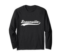 Brownsville Texas Vintage Cursive Nome della Città degli Stati Uniti Retro Sports Maglia a Manica