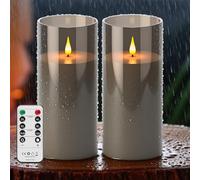 Broyal 2 Pezzi Candela Impermeabile Esterna,22.5x10cm Candele Led Senza Fiamma con Telecomando e Timer,Candele a Batteria per Matrimoni,Festival,Decorazioni per Esterni e Casa