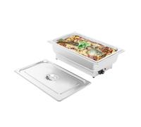 BRRIDE Chafing Dish elettrico in acciaio inox, 13,5 l, con regolatore di temperatura, 600 W, scaldavivande fino a 85 °C, serbatoio elettrico per buffet catering party (1 vano, 13,5 L)