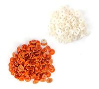 Brrnoo 100 Pezzi di qualità in Plastica di Plastica Etichetta per il Bestiame per Animali da Coniglio Marcatore per Cani, Tag Auricolare Rotondo, Leggero e Durevole da Usare, con Design (ORANGE)