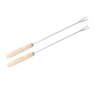 Brrnoo 2 Forchette per Fonduta in Acciaio Inox, Bastoncini di Formaggio e Cioccolato con Manico in Legno di Quercia per Fontana di Cioccolato, Fonduta di Formaggio, Marshmallow Arrosto,