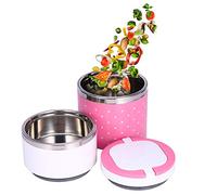 Brrnoo 2 Strati Lunch Box, Termos Pappa Neonati, Pranzo Scolastico Portavivande Termico, Contenitore Termico Per Alimenti Di Acciaio Inossidabile, Per Neonati in Viaggio Campeggio (Rosa)