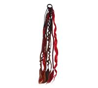 Brrnoo Accessorio per Capelli Intrecciati Boho con Estensione Coda di Cavallo Dreadlock 22 Pollici con Perline e Conchiglie per Viaggi di Festival Musicali in Spiaggia (rosso nero)