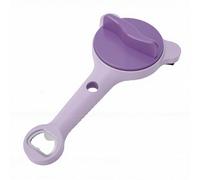 BRRNOO Apriscatole Apriscatole con Coperchio Regolabile Apribottiglie con Presa Facile Apribottiglie Twist Off Estrattore Manuale del Tappo Morsetti Antiscivolo 4 in 1 in Acciaio (PURPLE)
