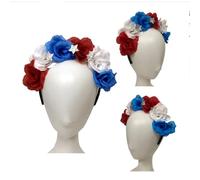 BRRNOO Bandiera a Fascia per Capelli a Cerchio Rosso Bianco e Blu Paillettestre di Prua per la Fascia per il 4 Luglio Accessori per Capelli per Feste per (Modello B: fascia per capelli)