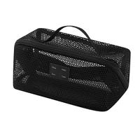 Brrnoo Borsa Organizer in Rete per Cosmetici, Pochette da Viaggio in Rete Semitrasparente, Leggera, in Poliestere, Impermeabile e Antistrappo, 23 X 11 X 11 cm. (BLACK)