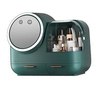 BRRNOO Borsa per il Trucco con Specchio a LED, Borsa per il Trucco Viaggio con Specchio a LED per con e Luminoso Scatola per a Luce Scatola per per Donna (GREEN)