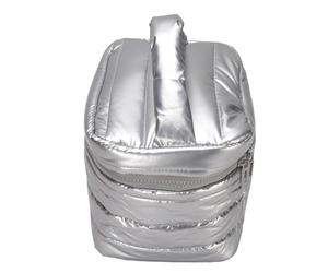 BRRNOO Borsa per il Trucco Viaggio in Tessuto Premium Down con Grande Apertura per un Facile Accesso, Borsa per L'organizzatore Cosmetico a Prova di Ammortizzatore, Borsa Toeletta (SILVER)