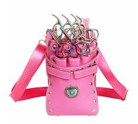 BRRNOO Borsa per Stilista, Borsa per Accessori Parrucchiere con Comodo Organizzatore Multifunzionale Elegante per Forbici Parrucchiere per Pelle PU Facile Pulire 5 Colori (PINK)