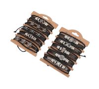 Brrnoo Bracciale Punk Vintage, Bracciale da Uomo con Teschio Rock Decorativo Regolabile in Pelle PU con Fibbia per il Compleanno di Halloween