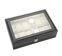 Brrnoo Case di Orologio, Box di Archiviazione Orologio per per Orologi Organizzatore Scatole Stoccaggio 12 Griglie in Pelle