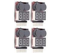 BRRNOO Controllore Lipo, Controllore di Tensione Lipo Monitor di Allarme Allarme Cicalino di Bassa Tensione 4 Pezzi 2 in 1 1 8S Tester di Monitor RC