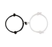 BRRNOO Corda per Campana a Forma di Cuore, Braccialetti Magnetici per Coppie, n. 8 in Rilievo, Regolabile, Attrazione, Braccialetto Coordinato per Relazioni con Braccialetti di Reciproca (nero bianco)