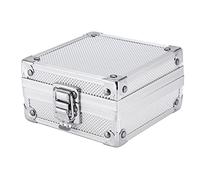 BRRNOO Custodia per Macchina Scatola Portaoggetti Durevole in Lega di Alluminio con Serratura per Macchine Rotanti a Bobina Elettronica Argento 11 X 11 X 6 Cm