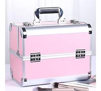 BRRNOO Custodia per Trucco Portatile, Custodia per Cosmetici Multistrato di Grandi Dimensioni con Design a Strati, per Tatuaggi per Nail Art di Parrucchieri di Bellezza (PINK)
