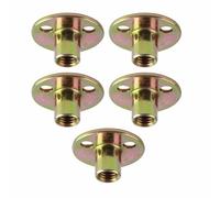 Brrnoo Dado Piastra In Ferro, Flangia Dado A T Da 5 Pezzi A T Con Base Rotonda In Ferro Zincato A 3 Fori A Con Base Rotonda Di Fissaggio Per Mobili A A Con Foro Brad (M10)