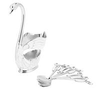 Brrnoo Decor con Cigno, Pratico Porta Porta del Cignolo Attuale Coffee da Cucchiaio da caffè del Cucchiaio da caffè per Gela (argento+bianco)