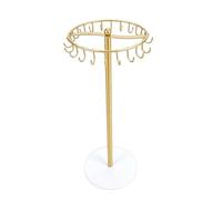 Brrnoo Espositore Porta Collane con 22 Ganci, Espositore per Gioielli, con Ganci in Metallo e Base in Legno, per Collane, Bracciali, Anelli, Orecchini (GOLD)