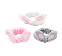 Brrnoo Fasce Morbide per Orecchie Coniglio, Fascia Elastica per Spa Carina, per il Trucco, Bagno per Lavare il Viso, con Fibra di Poliestere in Pile, Confezione 3 (3PCS)