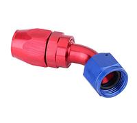 Brrnoo Fine del Tubo della di Carburante, AN10 Adattatore Adattatore in Lega di Alluminio 0 °, 45 °, 90 ° Rosso e Blu ANODIZZATO, Adatto per Il Tubo del Carburante, Radiatore Dell'olio (45°)