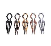 Brrnoo Forcina per Capelli Francese a Forma di U con Doppia Scanalatura Design Antiscivolo per Donna Forcine per Capelli Vintage in Marmo per la Maggior Parte dei di Cap (5PCS)