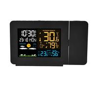 Brrnoo Igrometro Digitale per Interni Ed Esterni con Orologio con Proiezione di Trasmissione da 60 M con Previsione della Temperatura e Supporto in 7 Lingue