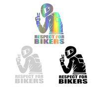 Brrnoo Il Rispetto per i Motociclisti Adesivi Riflettenti, Compatibile con Corpo, Finestre e Porte, Fornisce Un'Alta visibilità, Non causerà Danni alla Vernice Dell'Auto, Lasciando i (White)