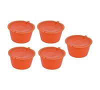 BRRNOO Il Set di Capsule di caffè Riutilizzabili per Macchine Include 5 caffè e Cucchiai in Acciaio Inossidabile per l'uso in Casa (ORANGE)