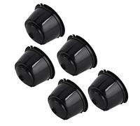 BRRNOO Il Set di Capsule di caffè Riutilizzabili per Macchine Include 5 caffè e Cucchiai in Acciaio Inossidabile per l'uso in Casa (BLACK)