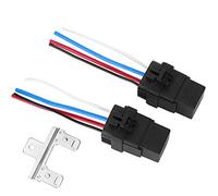 Brrnoo Kit Presa relè per Automobile Resistente 12 V CC 40 A 4 Pin con Staffa in Plastica, 2 relè Collegabili per Allarmi Auto, Sblocchi del Bagagliaio, Supporto Resistente All'acqua