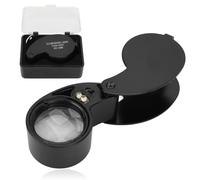 Brrnoo Lente D'ingrandimento 40X Luci LED, Lente D'ingrandimento Portatile per Gioiellieri Loupe, Lente D'ingrandimento con Luce (Nero)