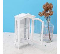 Brrnoo Libreria di Bambola, Vetrina da Collezione 1:12 Scala Bianca in Legno a 3 Strati per Mobili per la Casa per la Decorazione e Display delle Bambole