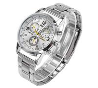 Brrnoo Orologio Analogico Maschile da Uomo, Orologio da Polso con Cassa in Lega di Acciaio Inossidabile, Orologi da Lavoro dal Design Sportivo Casual, Miglior da Uomo(Bianca)