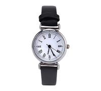 Brrnoo Orologio da Donna Elegante Piccolo in Pelle Retro, Quadrante Nero, Cintura Nera e Bianca