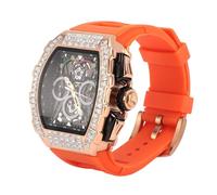 Brrnoo Orologio da Polso da Uomo con Cinturino in Silicone Impermeabile Luminoso con Fasi Lunari e Confezione, Progettato per la Tendenza Meccanica (rosa arancione)