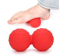 Brrnoo Palla Massaggio in Silicone per Punti Trigger, Rullo Muscolare 2 in 1 per Collo, Schiena, Piedi e Spalle, Attrezzo Yoga e Fisioterapia (rosso)