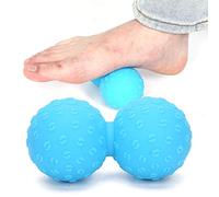 Brrnoo Palla Massaggio in Silicone per Punti Trigger, Rullo Muscolare 2 in 1 per Collo, Schiena, Piedi e Spalle, Attrezzo Yoga e Fisioterapia (BLUE)