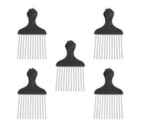Brrnoo Pettine per Capelli Uomo in Acciaio Inossidabile Nero 5 Pezzi - Pettine Districante e Styling a Denti Larghi per Trecce, Capelli Ricci e Afro