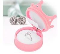 Brrnoo Scatola per Anelli Floccati, Scatola per FEDI Nuziali, Scatola per Scatole di Gioielli con Corona, Organizzatore di Gioielli Rosa Chiaro per, Idee per San Valentino di