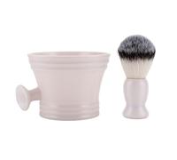 Brrnoo Set Barba con Pennello e Ciotola - Kit per Rasatura Umida in ABS e Nylon Morbido, Strumenti per la Cura della Barba a Schiumatura Rapida - Ideale per Uso Domestico e Professionale (Set 2