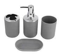 BRRNOO Set da Bagno per Bagno, Accessori da Set Portaspazzolino in Plastica per Lozione, Tazza per Risciacquo, Portasapone, da 4 Pezzi, Kit da, Accessorio per Uso Universale (GREY)