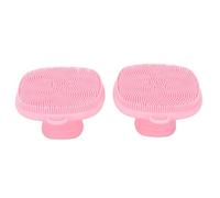 Brrnoo Set di 2 Spazzole Esfolianti in Silicone per il Viso, Adatte Al Contatto con gli Alimenti, con Manico Convesso e Foro per Appenderle, Ideali per la Pulizia (PINK)