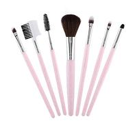 Brrnoo Set di Pennelli per Trucco Professionali in Fibra Sintetica, 7 Pezzi, per Viso e Occhi, Fard, Ombretti, Labbra, con Scatola Finestra Viaggio (PINK)
