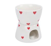 Brrnoo Set di Pentole per Fonduta di Formaggio in Ceramica con Forchette da Immersione per Sciogliere Cioccolato, Caramelle e Caramello Durante le Feste in Casa (Stile cuore bianco)
