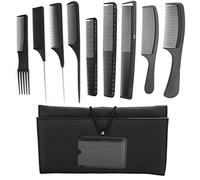BRRNOO Set di Pettini per Capelli Professionale, Kit per Barbieri con Borsa per lo Stoccaggio, 9 Pezzi, Anti -statico e Facile Tenere, Kit di Pettina