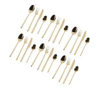 BRRNOO Set di Posate da 24 Pezzi, Servizio di Posate in Acciaio Inossidabile 18/10 per 6 Persone, Lucidato a Specchio, Lavabile in Lavastoviglie, con Forchette, Cucchiai, Taglierini, (GOLD)