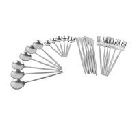 BRRNOO Set di Posate da 24 Pezzi, Set di Posate in Acciaio Inossidabile di Alta qualità per 4 Persone con Coltelli da Bistecca, Stoviglie Dal Design Vintage per Cene di Famiglia,