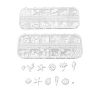 Brrnoo Set Nail Art Estate Spiaggia 2 Scatole Ciondoli per Unghie Oceano 24 Pezzi Retro Piatto 3D Conchiglia Conchiglia Perla con Elegante Texture per Manicure Artigianato Fai--te