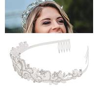 Brrnoo Shiny Bridal Crown, Sparkling Wedding Princess Crown con, Materiale in Lega Resistente, Regolabili, per Feste e Regali, D'argento per Sorprese Nuziali e Natalizie