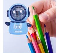 Brrnoo Simpatico Temperamatite Elettrico Spaceman, Design Flessibile Portatile e Sicuro con modalità di Alimentazione per Aule e Uso Domestico (Viola Blu)